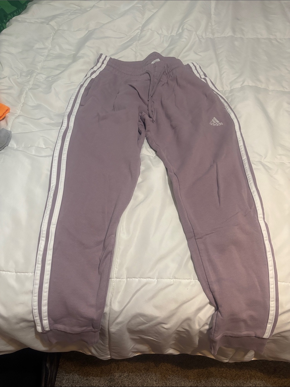adidas Kids Mauve Sweatpants with White Stripes